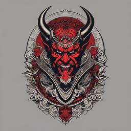 Devil God Tattoo-Bold and dynamic tattoo featuring a depiction of the devil as a god, capturing themes of power and darkness.  simple color vector tattoo