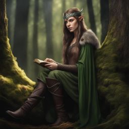 half-elf druid,sylandra starseeker,restoring balance to a corrupted forest,plagued by dark magic full color photography, high fantasy, photo-realism, hyperrealistic/ultrarealistic/photorealistic