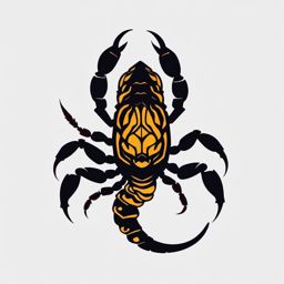 Scorpion Tattoo-Minimalist scorpion silhouette, emphasizing the shape and form of this powerful creature. Colored tattoo designs, minimalist, white background.  color tattoo, minimal white background