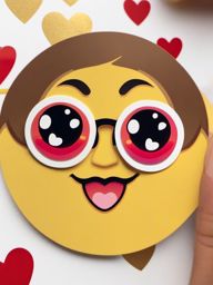 Emoji heart eyes sticker- Love and admiration, , sticker vector art, minimalist design