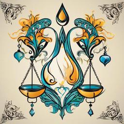 aquarius and libra tattoo  simple vector color tattoo