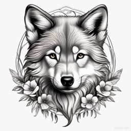 Wolf Cub Tattoo,endearing tattoo of a wolf cub, symbolizing youth and innocence. , tattoo design, white clean background