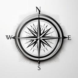 Compass Tattoo 3D - Compass tattoo with a three-dimensional effect.  simple vector tattoo,minimalist,white background