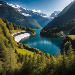 exotic emosson dam views - capture the exotic views from the emosson dam, overlooking a vast reservoir amidst the swiss alps. 