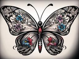 tattoo flower with butterfly  