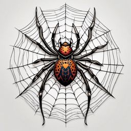 Spider tattoo: A web of mystery and intrigue, capturing the essence of the arachnid world.  color tattoo style, minimalist, white background