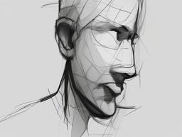 sketch of a head  minimal rough sketch scribbles,doodles,black and white