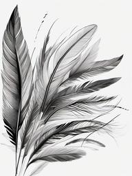 drawing of feathers falling gently from the sky  minimal rough sketch scribbles,doodles,black and white