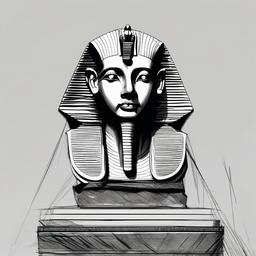 drawing of a sphinx  minimal rough sketch scribbles,doodles,black and white