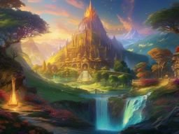 Anime Wallpaper - Fantasy World in Tolkien's Middle-earth wallpaper splash art, vibrant colors, intricate patterns