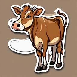 Jersey Cow cartoon - brown cow known for rich, creamy milk  cartoon sticker style