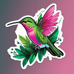 Anna's Hummingbird Sticker - An Anna's hummingbird with vibrant pink and green feathers, ,vector color sticker art,minimal