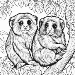 marmosets cute animals coloring page 