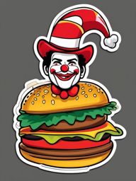 Cheeseburger Clown sticker- Patty Pranks Parade, , sticker vector art, minimalist design