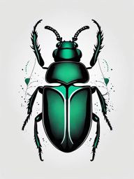 Abstract beetle heartbeat ink. Pulse of nature's rhythm.  minimal color tattoo design