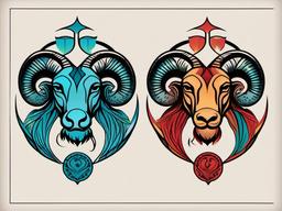 aries pisces tattoo  simple vector color tattoo