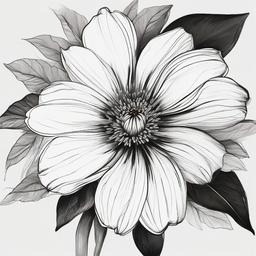 drawing of a blooming flower  minimal rough sketch scribbles,doodles,black and white