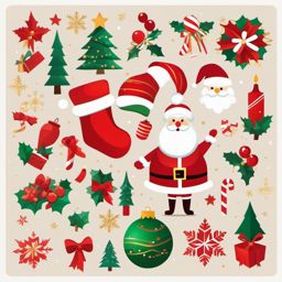 Free Christmas clip art pictures, A collection of free Christmas-themed illustrations.  simple, 2d flat