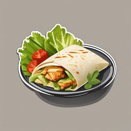 Chicken Caesar Wrap Sticker - Delight in the classic combination of chicken, Caesar dressing, and crisp lettuce in a wrap, , sticker vector art, minimalist design