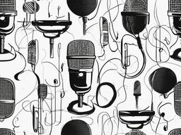 drawing of microphone  minimal rough scribbles,doodles,black and white