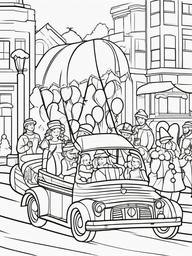 Christmas Parade Coloring Pages - Festive Celebration with Floats  minimal black outline printable sheet, coloring page