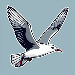 Seagull Sticker - A graceful seagull soaring through the sky. ,vector color sticker art,minimal