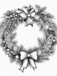 Christmas Coloring Pages Wreath  outling,coloring pages,black and whit