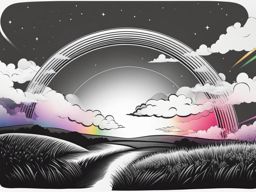 rainbow clipart black and white in a colorful sky - featuring its vibrant arch. 