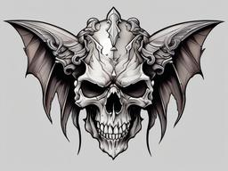 gargoyle skull tattoo  simple color tattoo design,white background