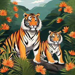 Tiger Clipart, Fierce tigers in their natural habitat. 