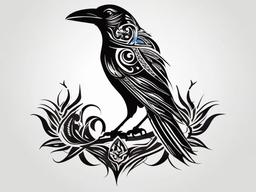 tribal crow tattoo  simple vector color tattoo