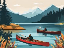 Mountain Lake Canoe Adventure clipart - Adventurous canoeing, ,vector color clipart,minimal