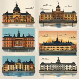 Stockholm clipart - Stockholm Palace and city islands,  color vector clipart