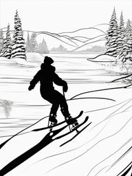 Ice Skating Coloring Pages - People Gliding on Frozen Lakes  minimal black outline printable sheet, coloring page