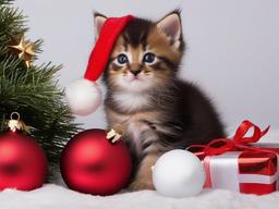 Christmas Kitten Wallpaper  