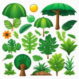 Tropical Rainforest Canopy Emoji Sticker - Verdant umbrella of diverse life, , sticker vector art, minimalist design