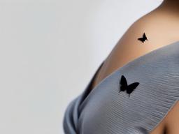 butterfly tattoo with semi colon  simple color tattoo, minimal, white background