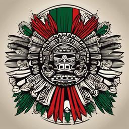 aztec mexican flag tattoo  simple vector color tattoo