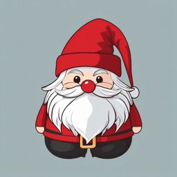 Christmas gnome clipart, A whimsical Christmas gnome with a red hat.  simple, 2d flat