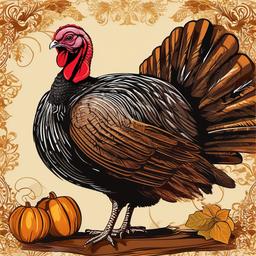 Turkey clipart - turkey in a festive setting  