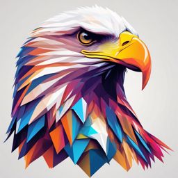 psychedelic art , Geometric polygonal , digital illustration of an american bald eagle, cool, vivid colors, vector; white background, bright 3D environment; high resolution