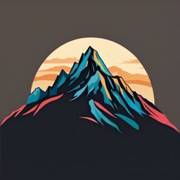 Mountain Sticker - Majestic mountain silhouette, ,vector color sticker art,minimal
