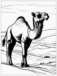 Camel Coloring Pages - Humped Mammal Crossing the Desert  black outline printable coloring page