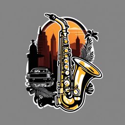 Saxophone sticker, Jazzy , sticker vector art, minimalist design