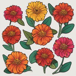 Zinnia Sticker - Add a burst of color and playfulness with the vibrant and whimsical zinnia sticker, , sticker vector art, minimalist design