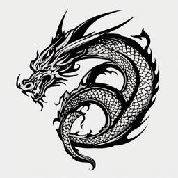 Dragon Tattoo - A general category of tattoos featuring dragons.  simple color tattoo,minimalist,white background