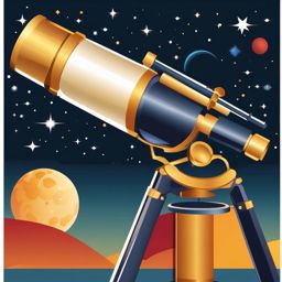 Telescope clipart - Optical instrument for observing distant objects in space, ,color clipart vector style