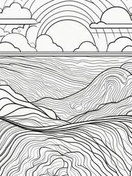 Rainbow Coloring Page - Playful rainbow design for all ages.  easy,simple,minimal,coloring pages,black and white outline