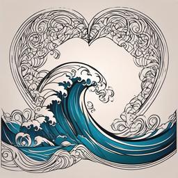 Heart Wave Tattoo - Features a heart-shaped wave, symbolizing love, emotion, and the dynamic nature of relationships.  simple tattoo design