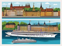 Stockholm clipart - Stockholm Palace and city islands,  color vector clipart